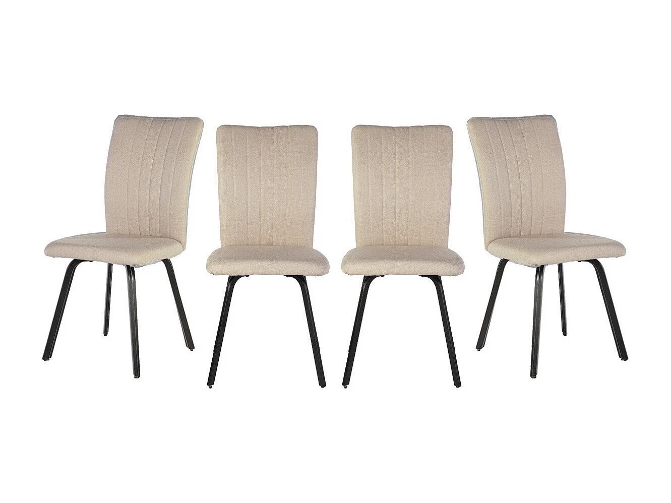 Lot de 4 chaises en tissu avec pieds en métal noir L47,5 cm - PRETTY