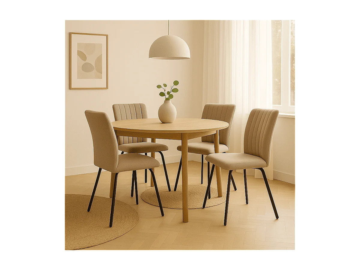 Set van 4 stoelen in stof met zwarte metalen poten L47,5 cm - PRETTY