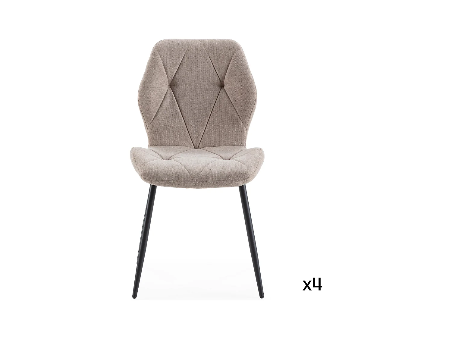 Lot de 4 chaises en tissu avec pieds en métal noir L47,5 cm - LUNA