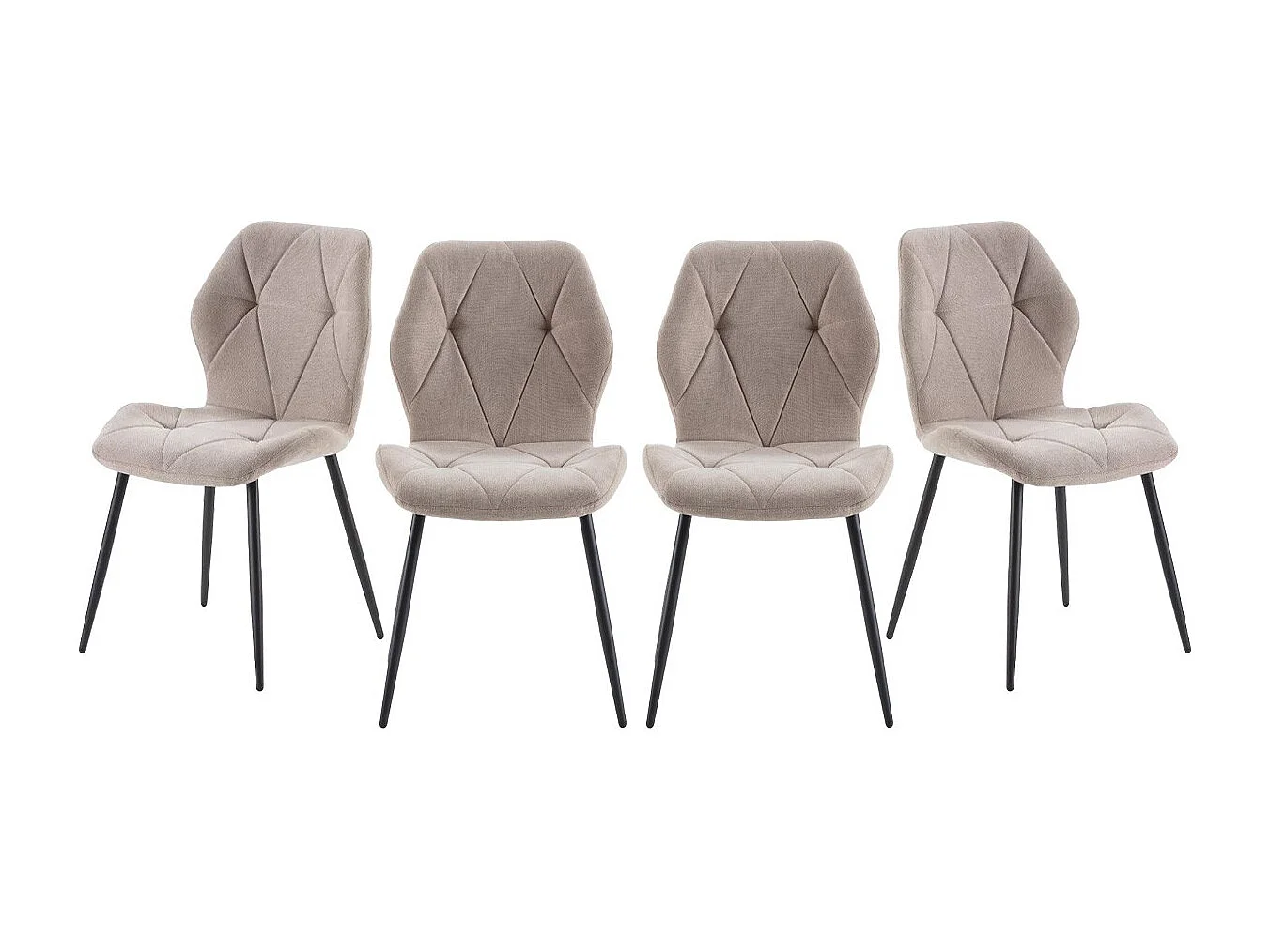 Lot de 4 chaises en tissu avec pieds en métal noir L47,5 cm - LUNA