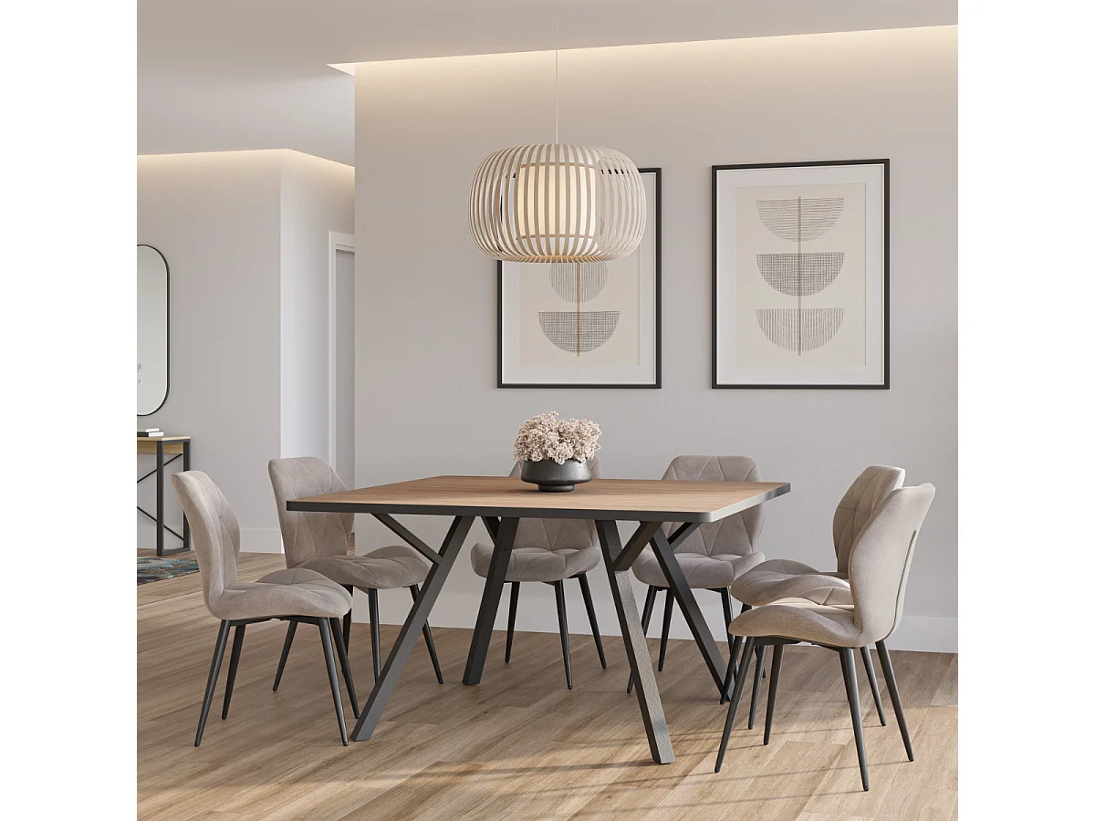 Lot de 4 chaises en tissu avec pieds en métal noir L47,5 cm - LUNA