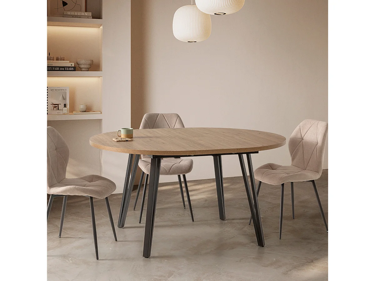 Lot de 4 chaises en tissu avec pieds en métal noir L47,5 cm - LUNA