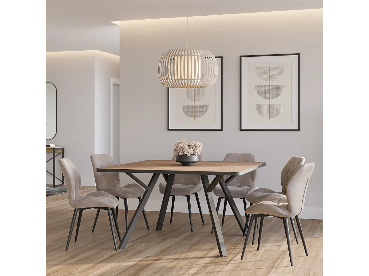 Lot de 4 chaises en tissu avec pieds en métal noir L47,5 cm - LUNA