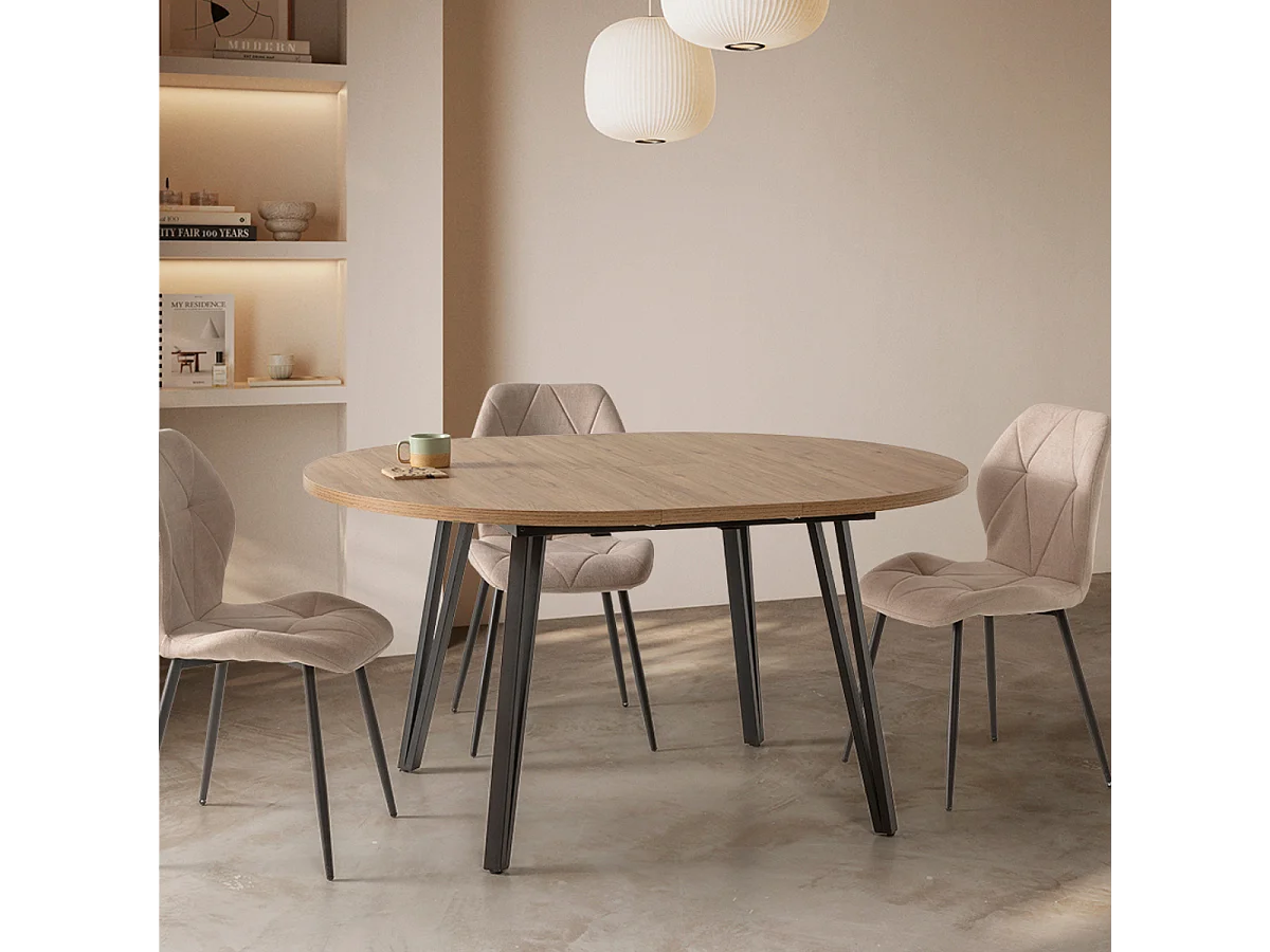 Lot de 4 chaises en tissu avec pieds en métal noir L47,5 cm - LUNA