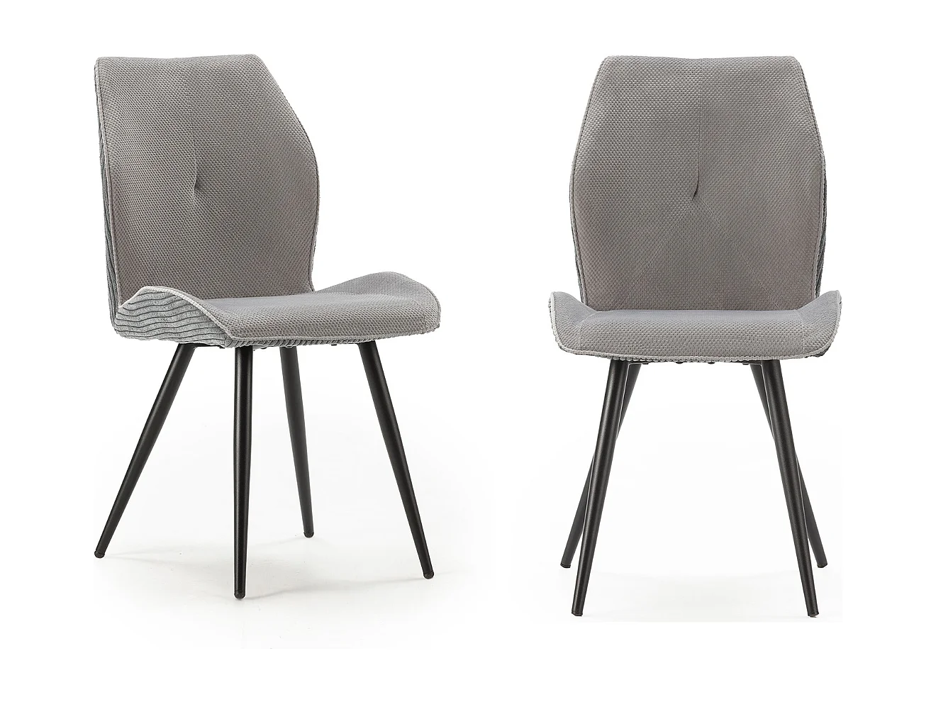 Set di 2 sedie in tessuto con gambe in metallo nero L45 cm - ADAYA