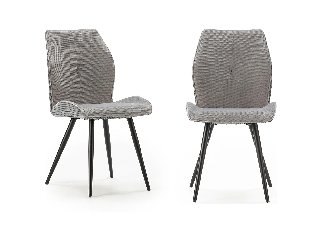 Lote de 2 sillas de tela con patas de metal negro L45 cm - ADAYA