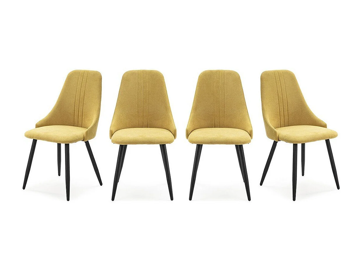 Lot de 4 chaises en tissu avec pieds en métal noir L50 cm MANI