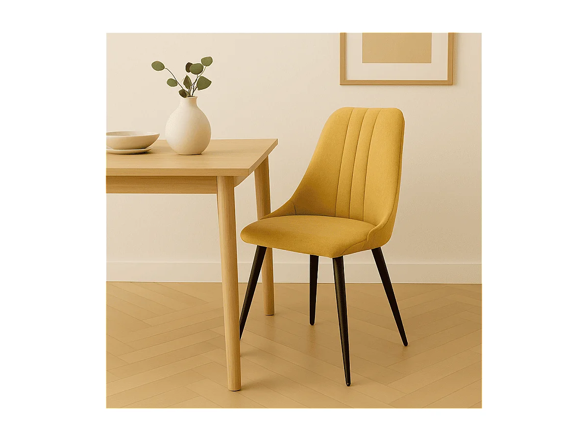 Lot de 4 chaises en tissu avec pieds en métal noir L50 cm MANI