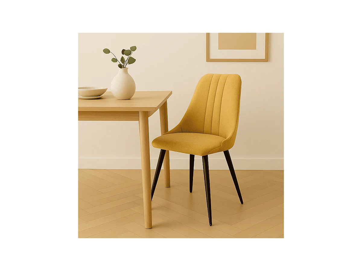 Lot de 4 chaises en tissu avec pieds en métal noir L50 cm MANI