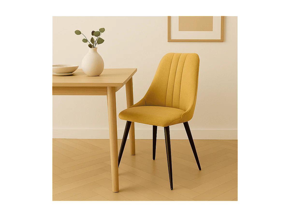 Set di 4 sedie in tessuto con gambe in metallo nero L50 cm - MANI