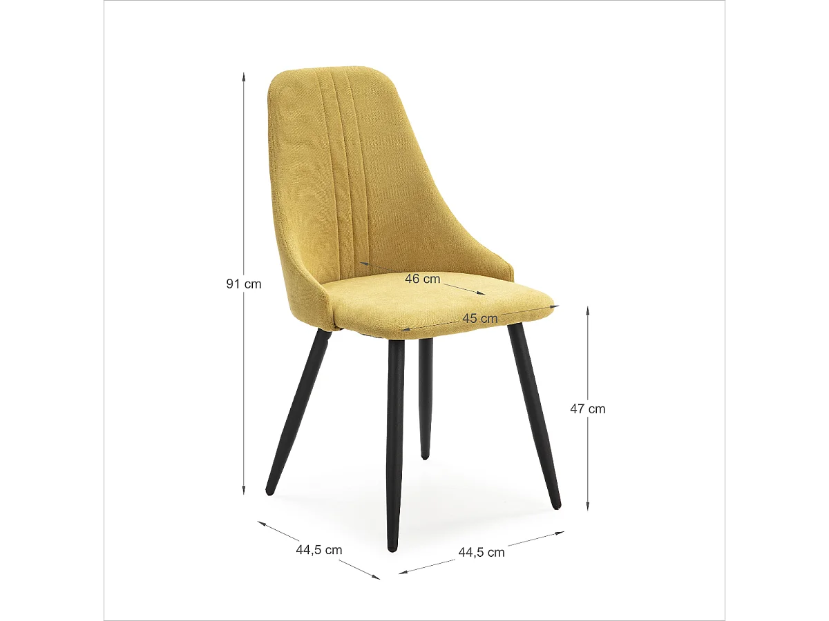 Set di 4 sedie in tessuto con gambe in metallo nero L50 cm - MANI