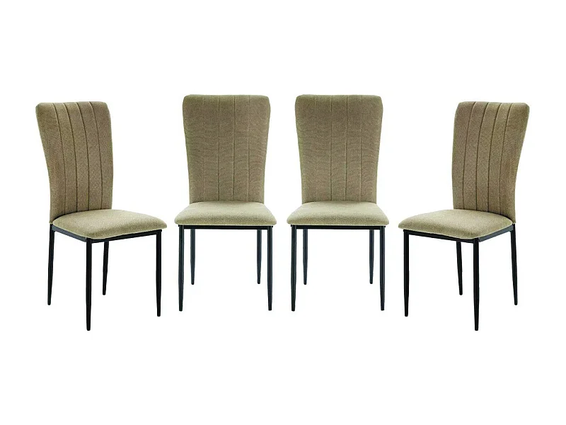 Set van 4 stoelen in stof met zwarte metalen poten L43 cm - HOLLY