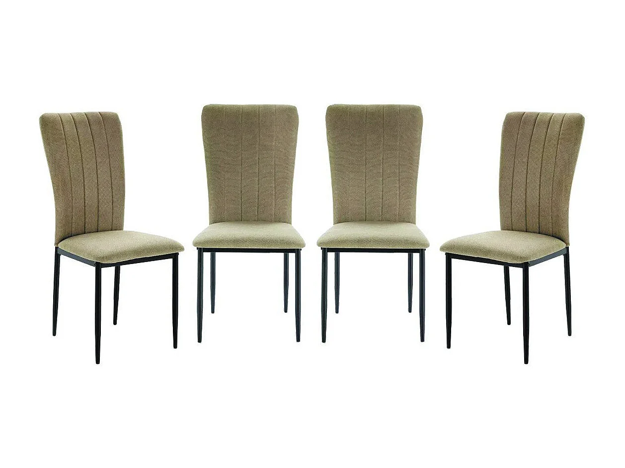Lot de 4 chaises en tissu avec pieds en métal noir L43 cm - HOLLY