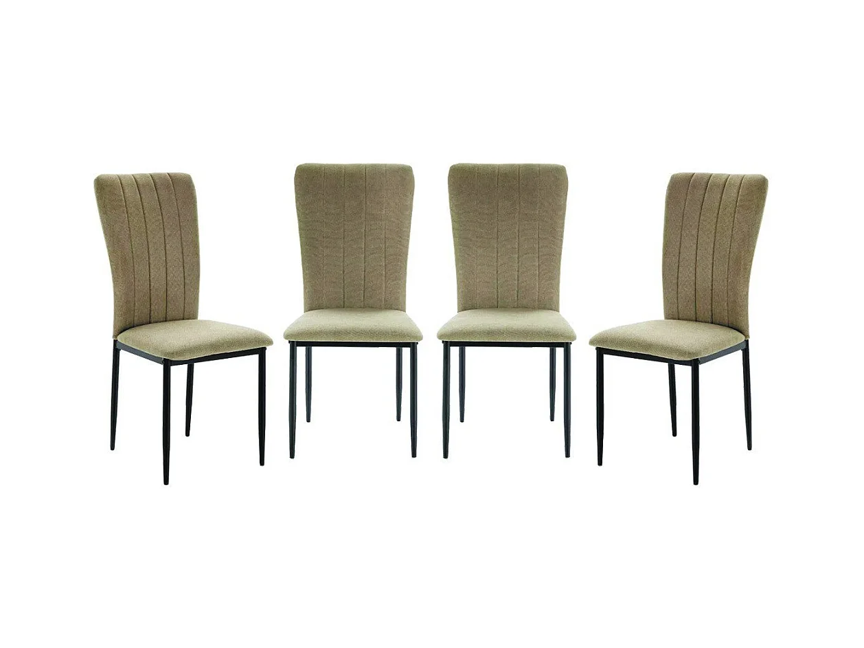 Lot de 4 chaises en tissu avec pieds en métal noir L43 cm - HOLLY