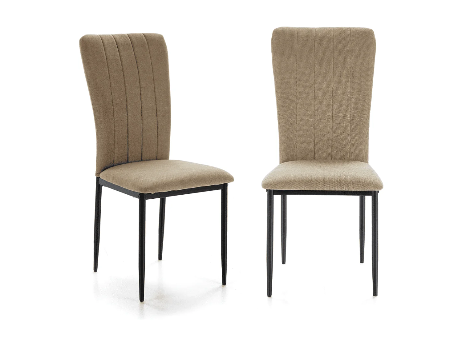 Set van 4 stoelen in stof met zwarte metalen poten L43 cm - HOLLY