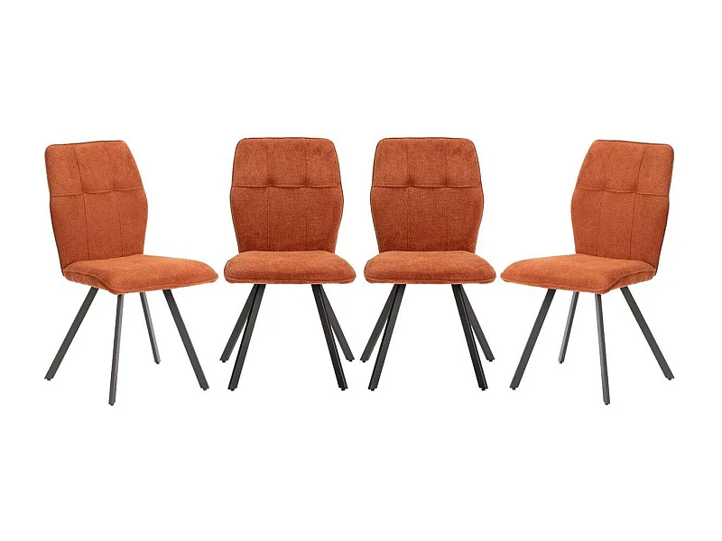 Lot de 4 chaises en tissu avec pieds en métal noir L47 cm - MERY