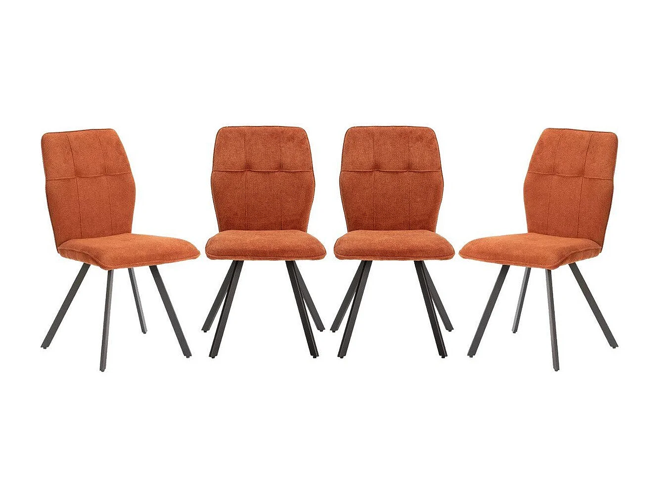 Lot de 4 chaises en tissu avec pieds en métal noir L47 cm - MERY