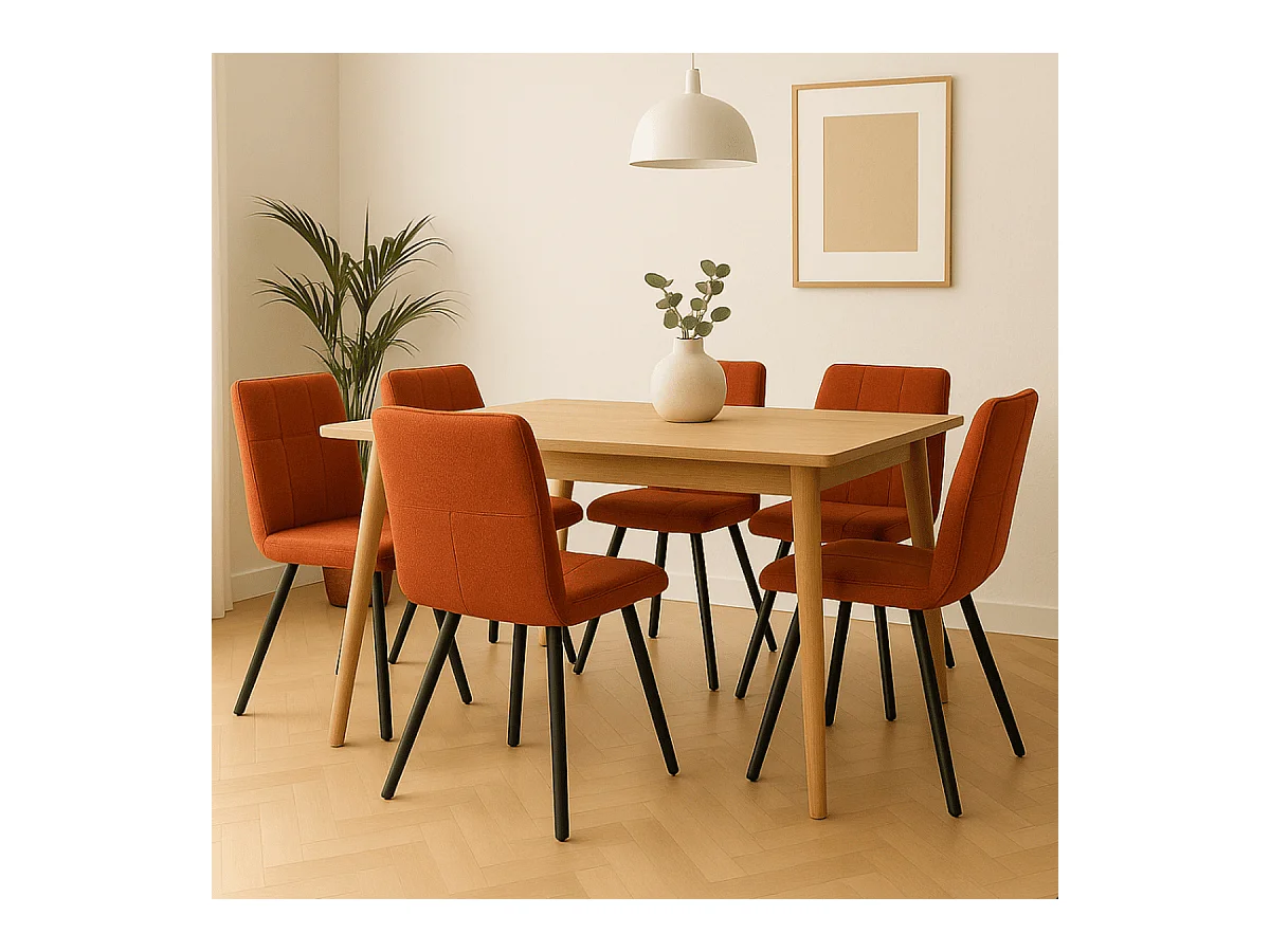 Lot de 4 chaises en tissu avec pieds en métal noir L47 cm - MERY