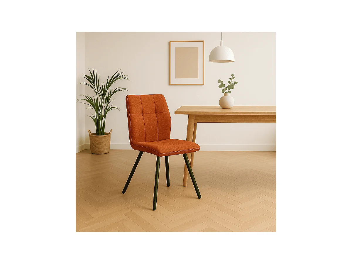 Lot de 4 chaises en tissu avec pieds en métal noir L47 cm - MERY