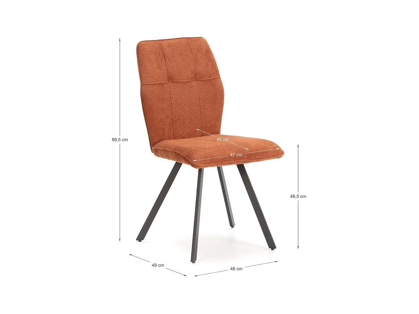 Lot de 4 chaises en tissu avec pieds en métal noir L47 cm - MERY