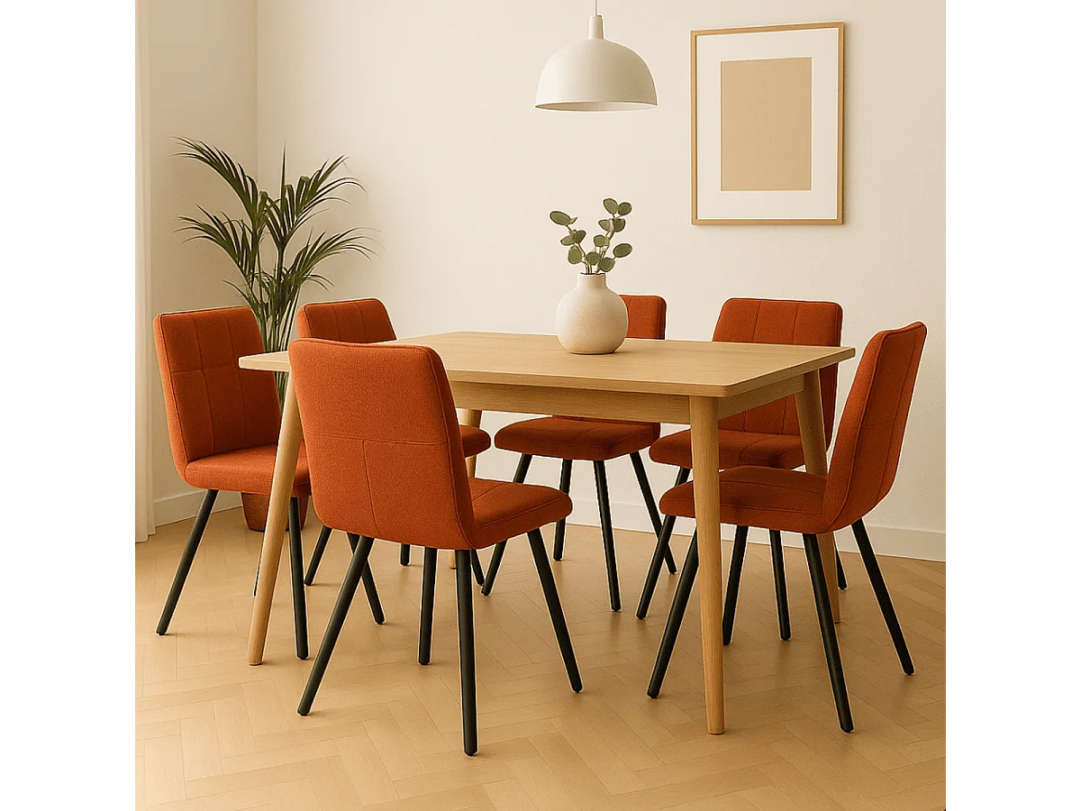 Lot de 4 chaises en tissu avec pieds en métal noir L47 cm - MERY