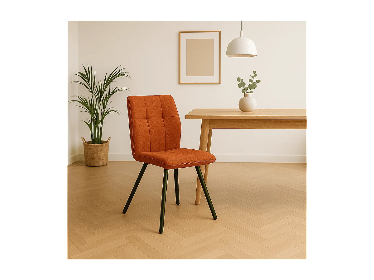 Lot de 4 chaises en tissu avec pieds en métal noir L47 cm - MERY