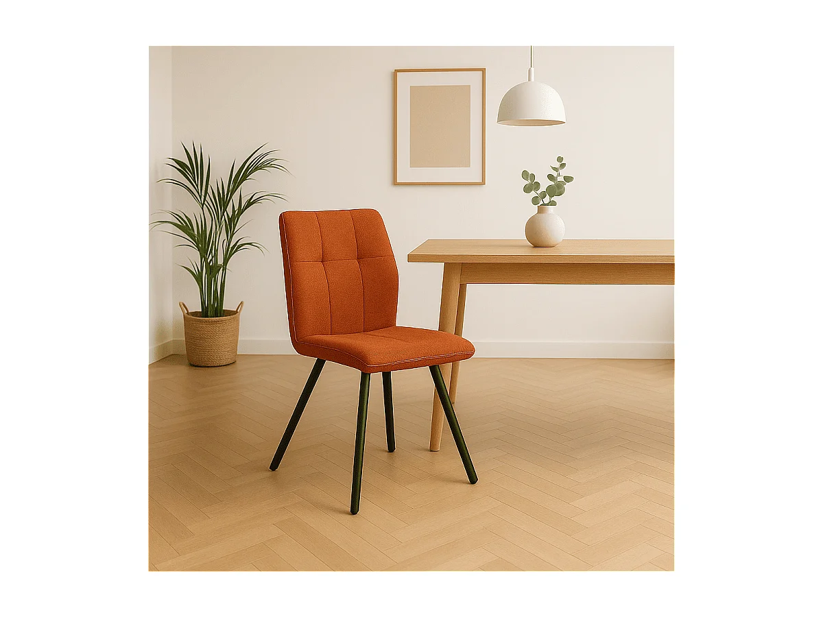 Lot de 4 chaises en tissu avec pieds en métal noir L47 cm - MERY