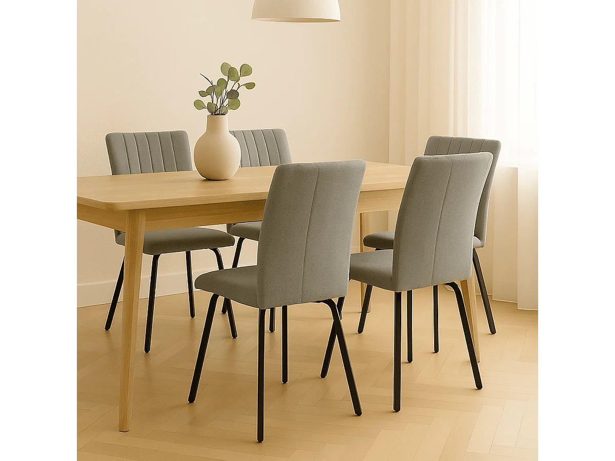 Set van 4 stoelen in stof met zwarte metalen poten L47,5 cm - PRETTY