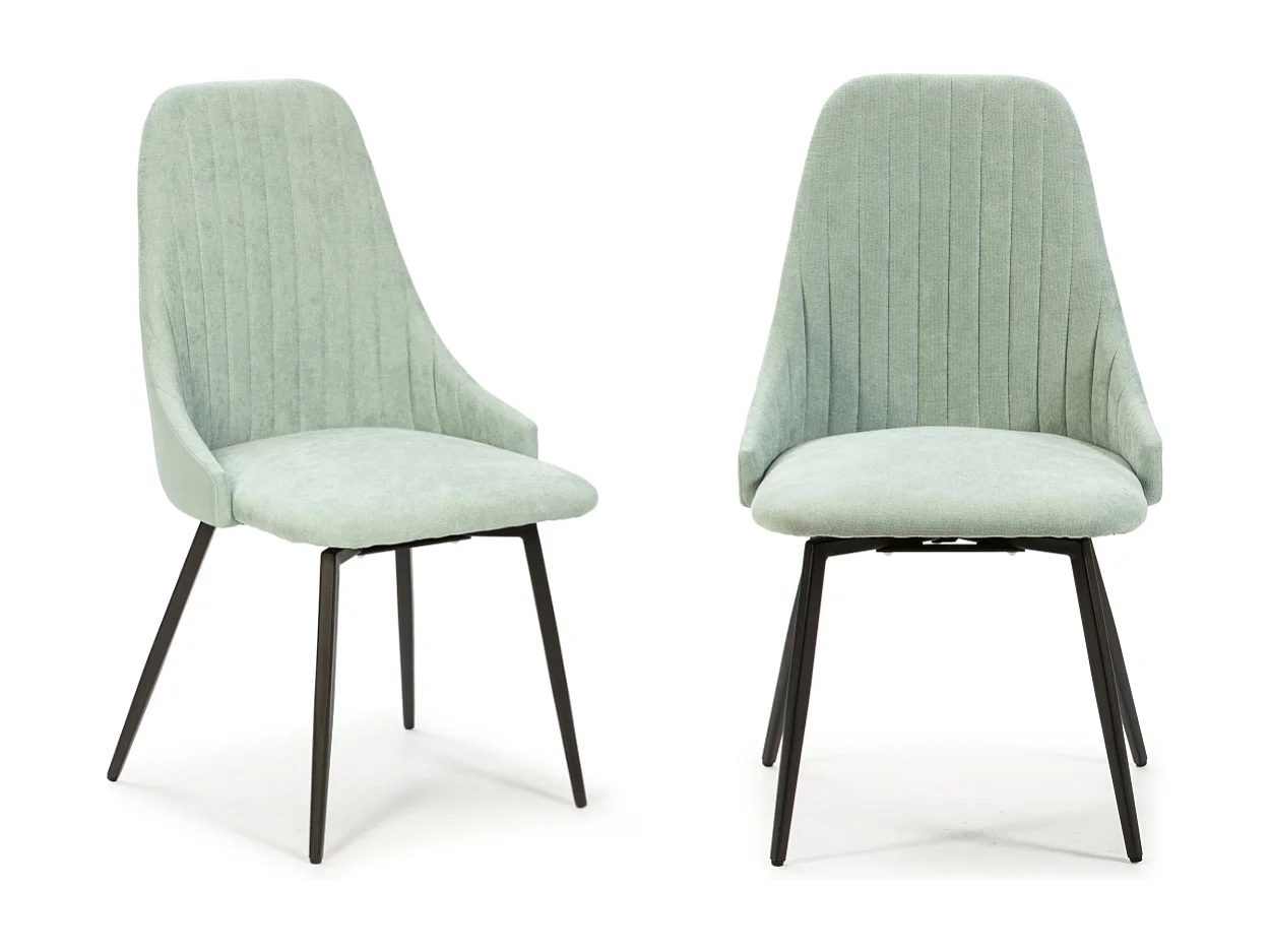 Lot de 2 chaises pivotantes en tissu avec pieds en métal noir L50 cm - ELMA