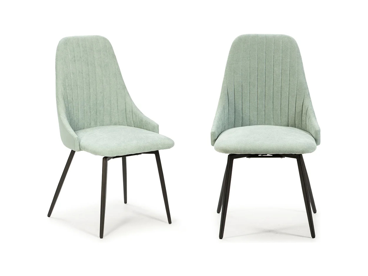 Lot de 2 chaises pivotantes en tissu avec pieds en métal noir L50 cm - ELMA
