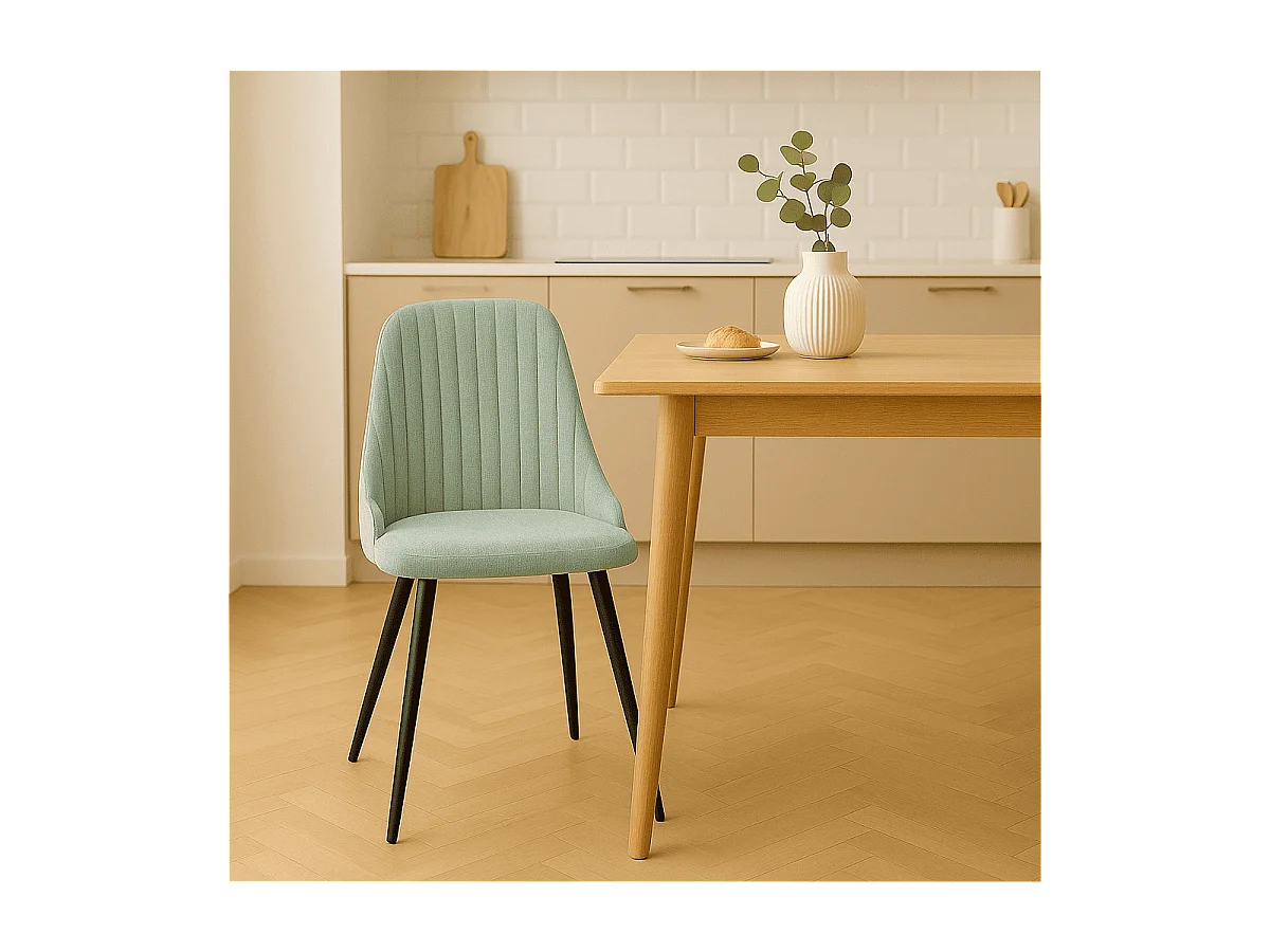 Lot de 2 chaises pivotantes en tissu avec pieds en métal noir L50 cm - ELMA