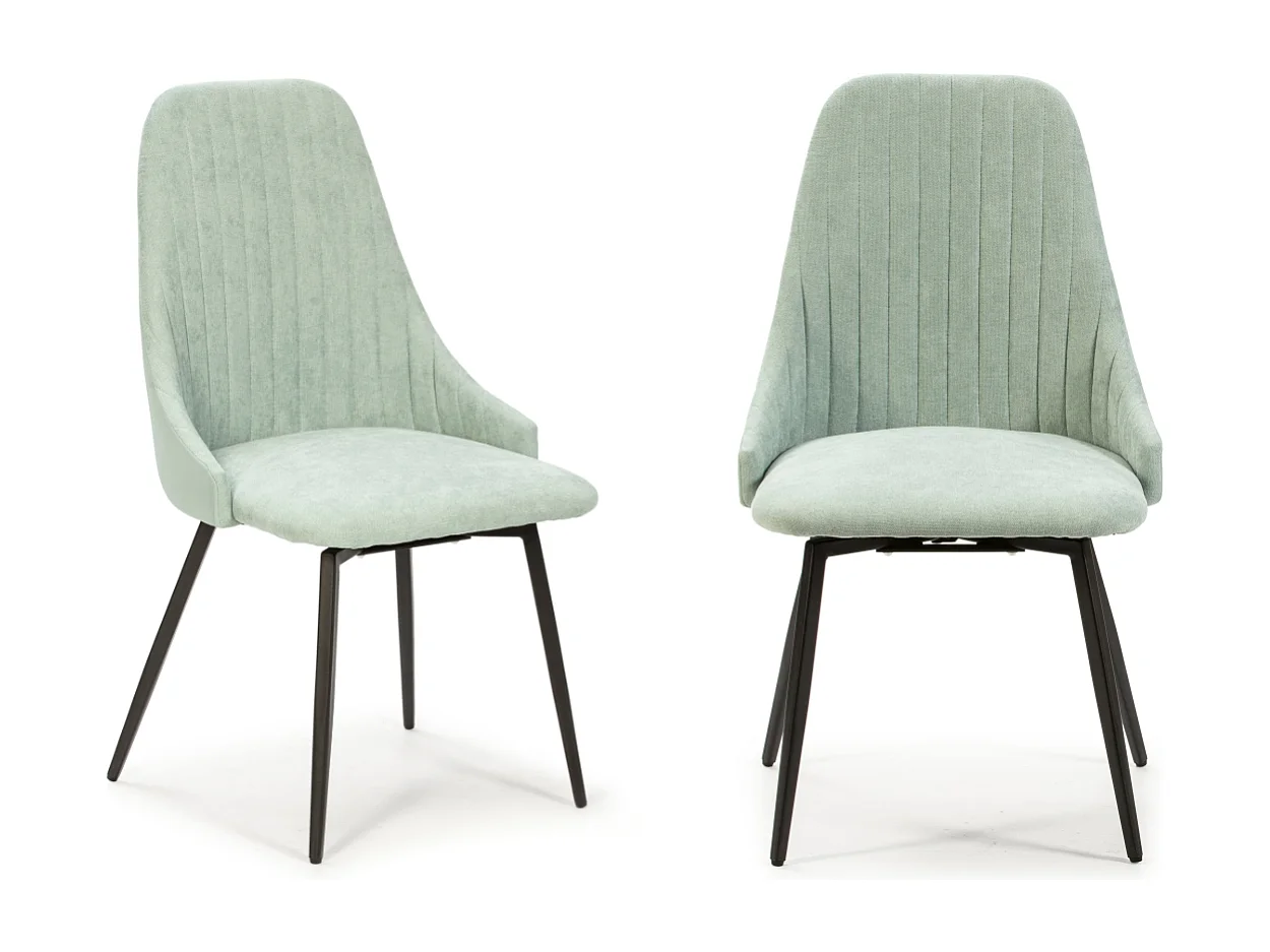 Lot de 2 chaises pivotantes en tissu avec pieds en métal noir L50 cm - ELMA