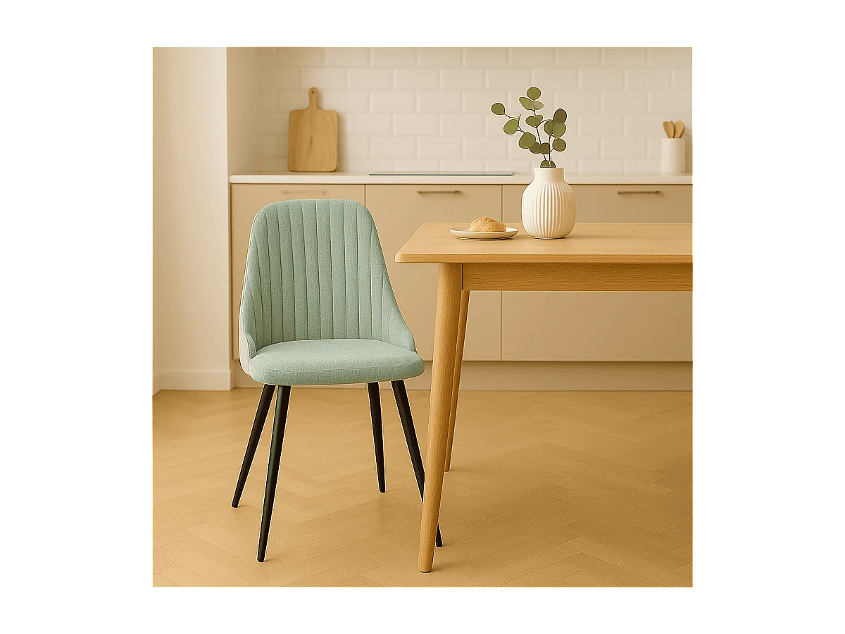 Lot de 2 chaises pivotantes en tissu avec pieds en métal noir L50 cm - ELMA