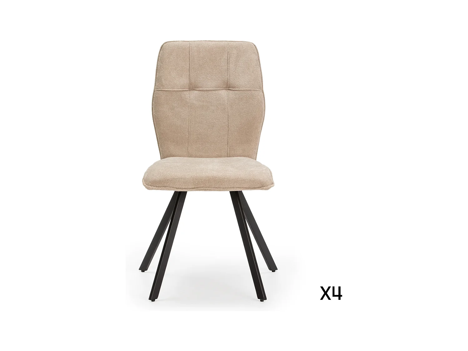Lot de 4 chaises en tissu avec pieds en métal noir L47 cm - MERY