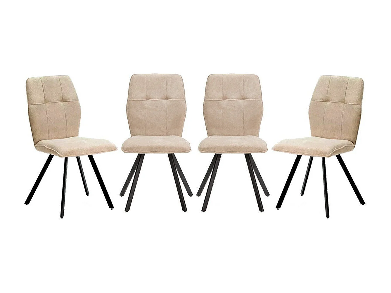 Lot de 4 chaises en tissu avec pieds en métal noir L47 cm - MERY