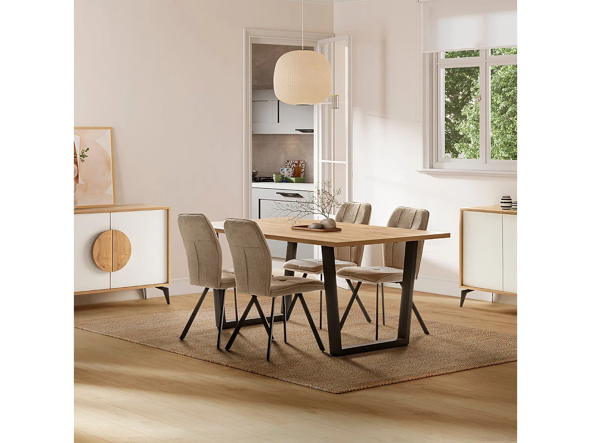 Lot de 4 chaises en tissu avec pieds en métal noir L47 cm - MERY