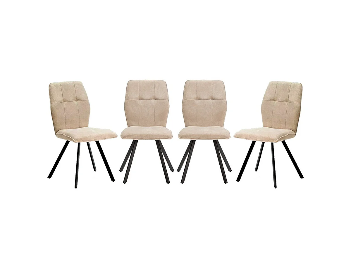 Lot de 4 chaises en tissu avec pieds en métal noir L47 cm - MERY