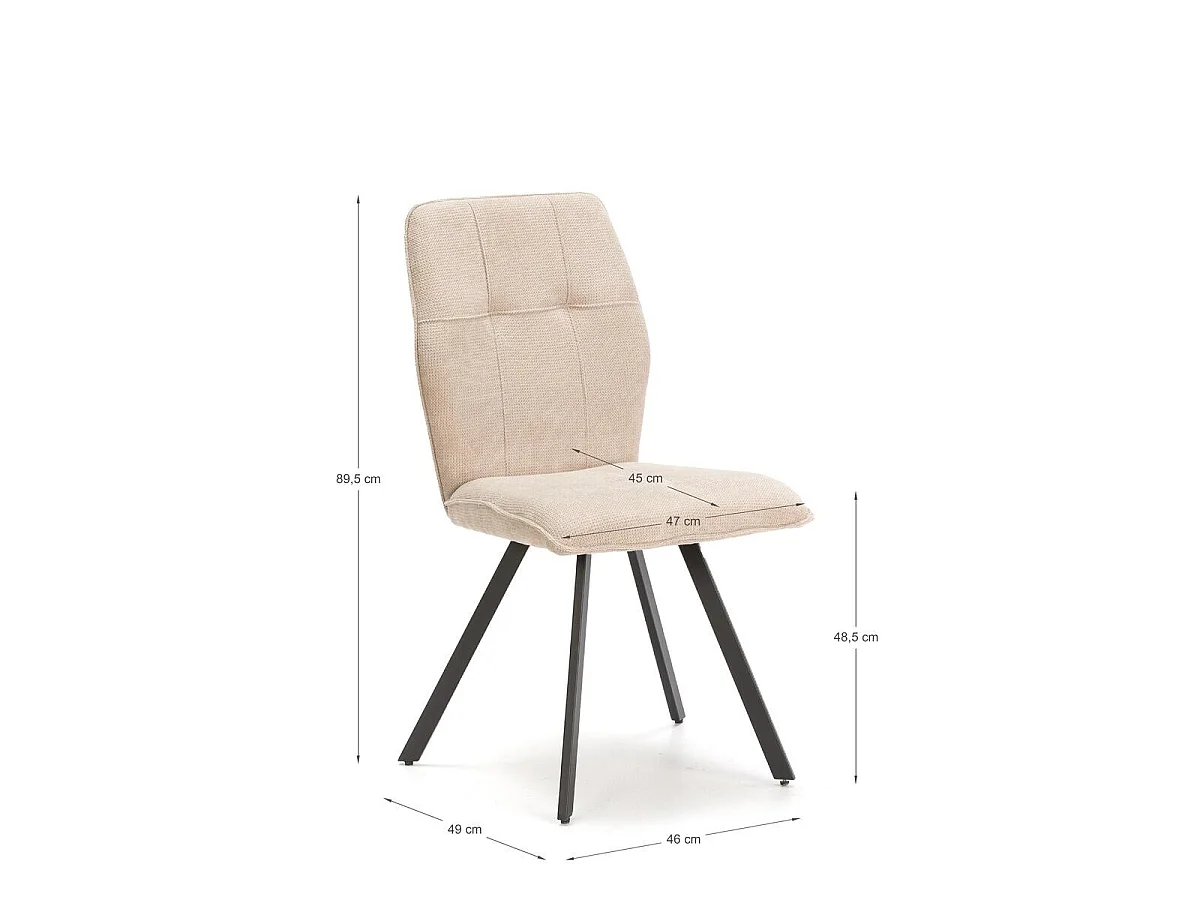 Lot de 4 chaises en tissu avec pieds en métal noir L47 cm - MERY