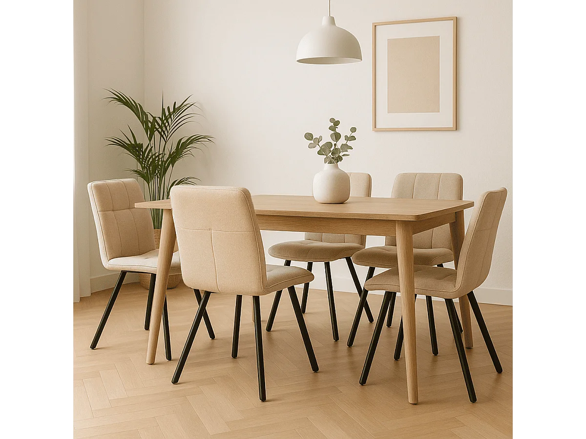 Set van 4 stoelen in stof met zwarte metalen poten L47 cm - MERY