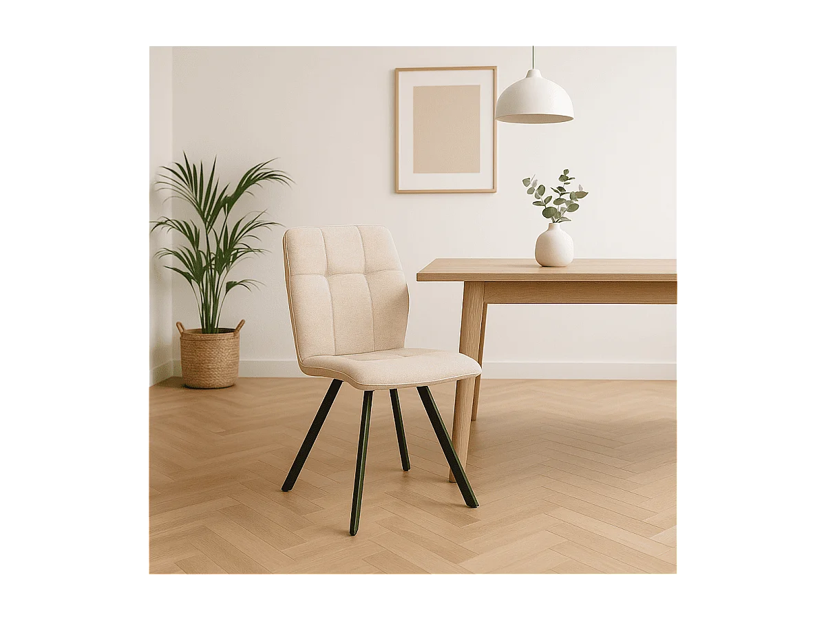 Set van 4 stoelen in stof met zwarte metalen poten L47 cm - MERY