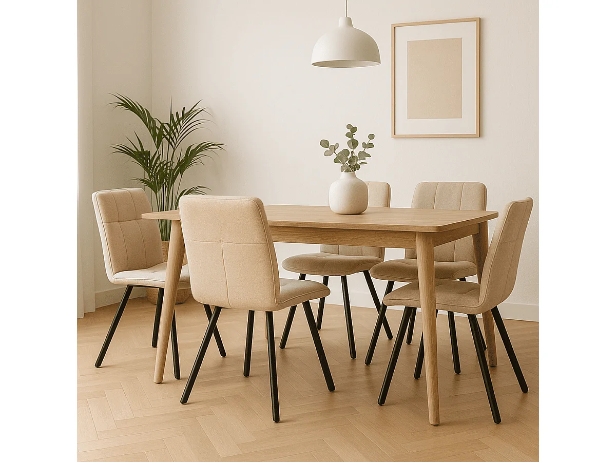 Lot de 4 chaises en tissu avec pieds en métal noir L47 cm - MERY