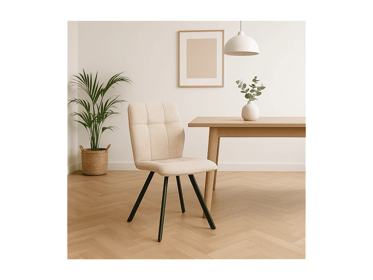Lot de 4 chaises en tissu avec pieds en métal noir L47 cm - MERY