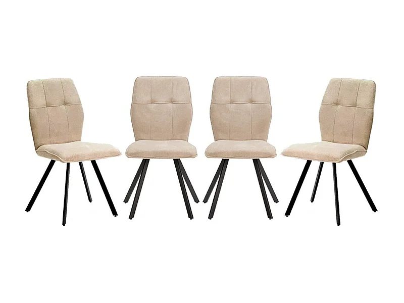 Lot de 4 chaises en tissu avec pieds en métal noir L47 cm - MERY