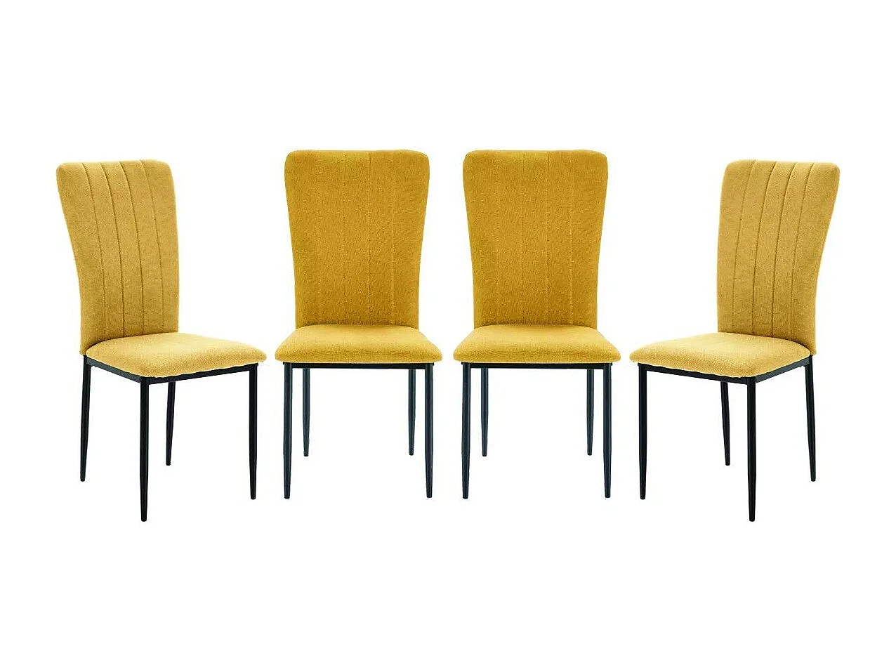 Lot de 4 chaises en tissu avec pieds en métal noir L43 cm - HOLLY