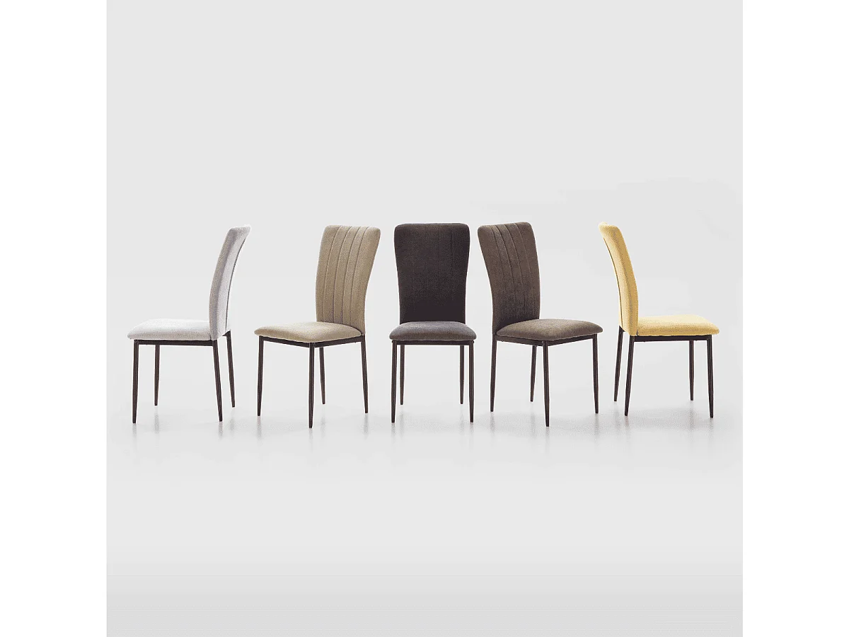 Lot de 4 chaises en tissu avec pieds en métal noir L43 cm - HOLLY