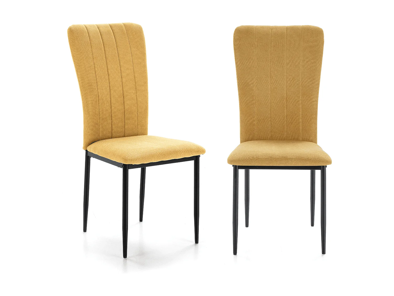 Lot de 4 chaises en tissu avec pieds en métal noir L43 cm - HOLLY