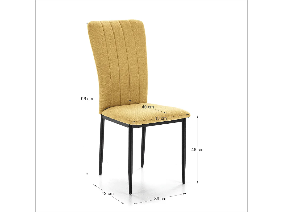 Set di 4 sedie in tessuto con gambe in metallo nero L43 cm - HOLLY