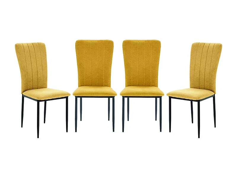 Lot de 4 chaises en tissu avec pieds en métal noir L43 cm - HOLLY