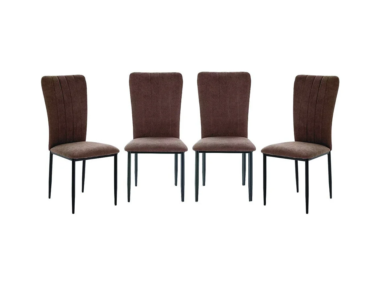 Set van 4 stoelen in stof met zwarte metalen poten L43 cm - HOLLY
