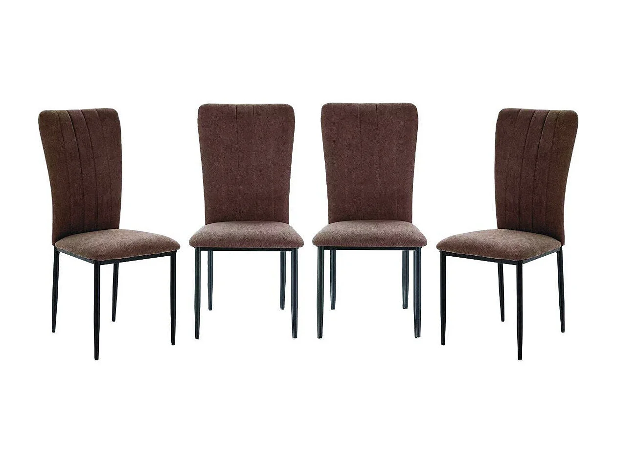 Lot de 4 chaises en tissu avec pieds en métal noir L43 cm - HOLLY